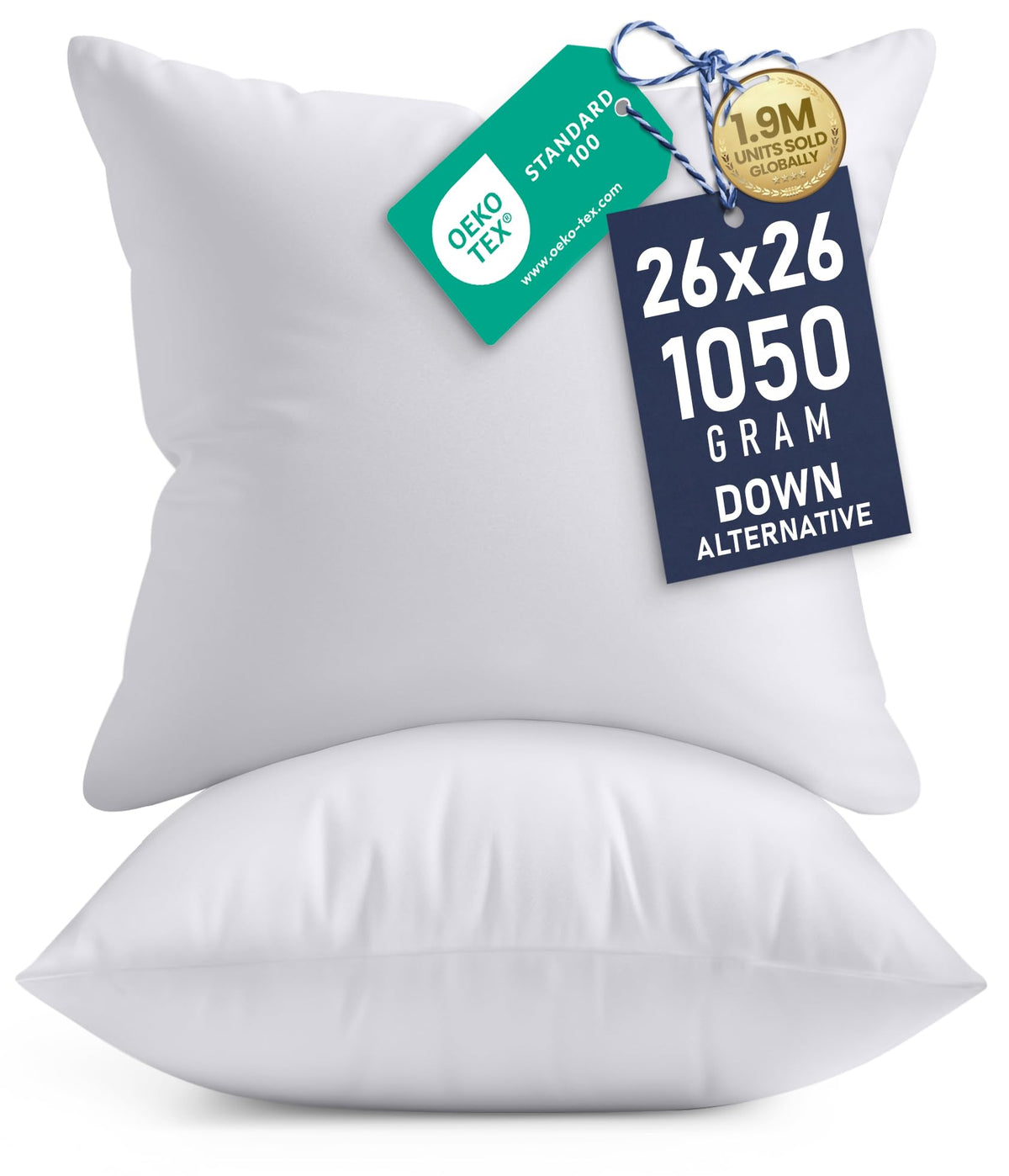 Utopia Bedding pillow inserts 26x26 pack 2 add plush support to sofas.
