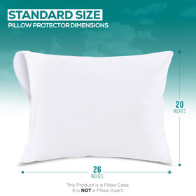 Utopia Bedding pillow protector close-up showing waterproof coating for spill protection.