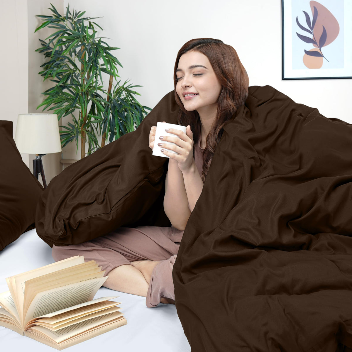 Utopia Bedding brown pillow shams with 2-inch flange add decorative detail.