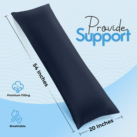 Pillow designed for side sleeping with full-length support.