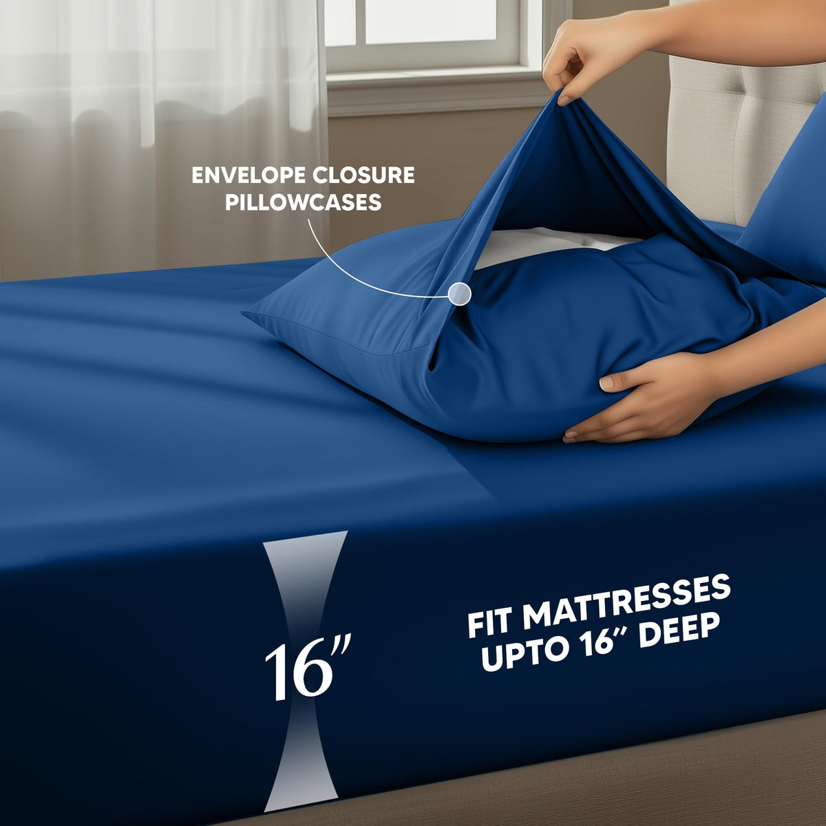 Utopia Bedding pillowcase dusk blue protects pillows with silky-soft microfiber.