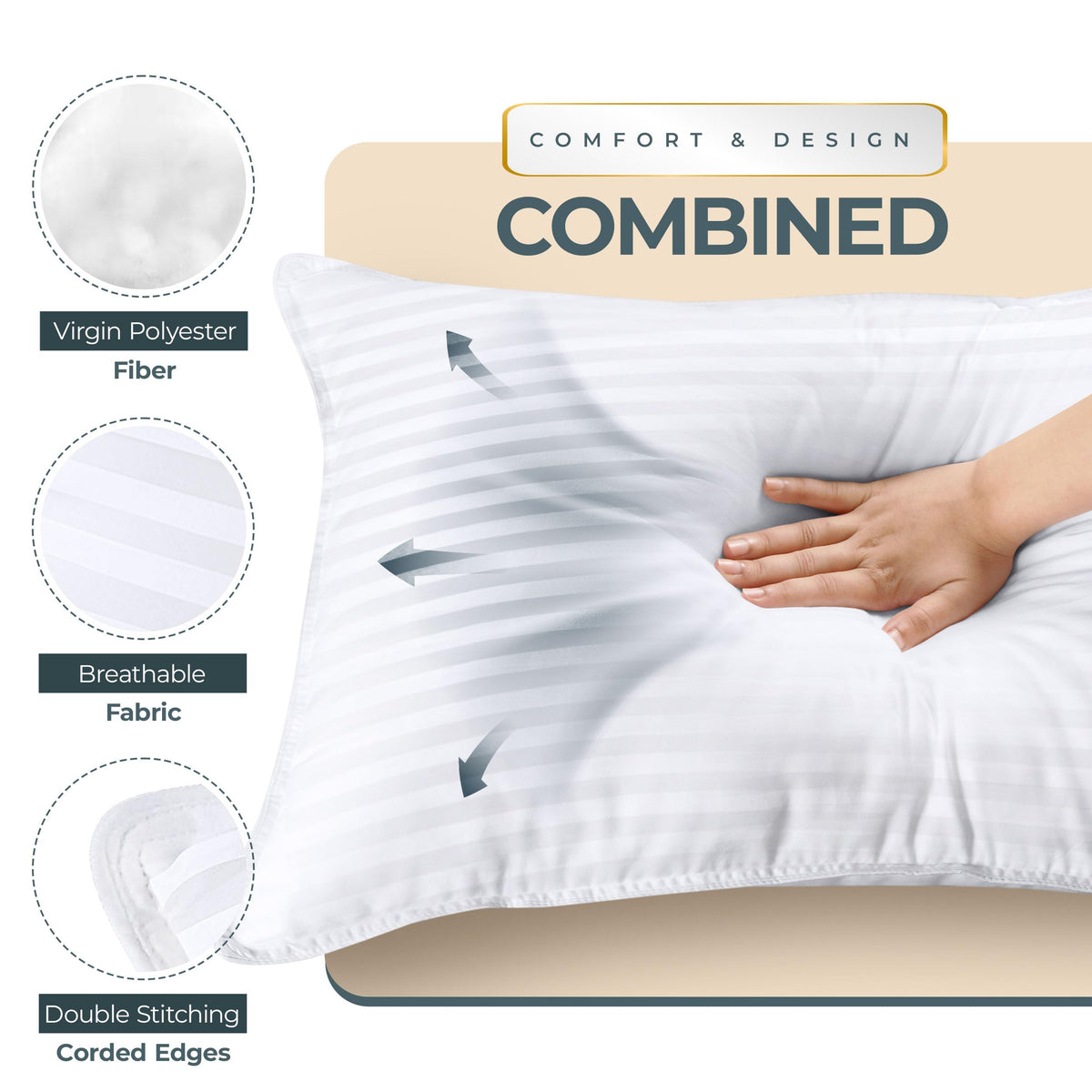 King pillows arranged on a hotel-style bed to reflect premium comfort at home.