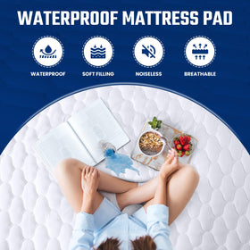 Utopia Bedding protector on mattress demonstrates easy cold wash care
