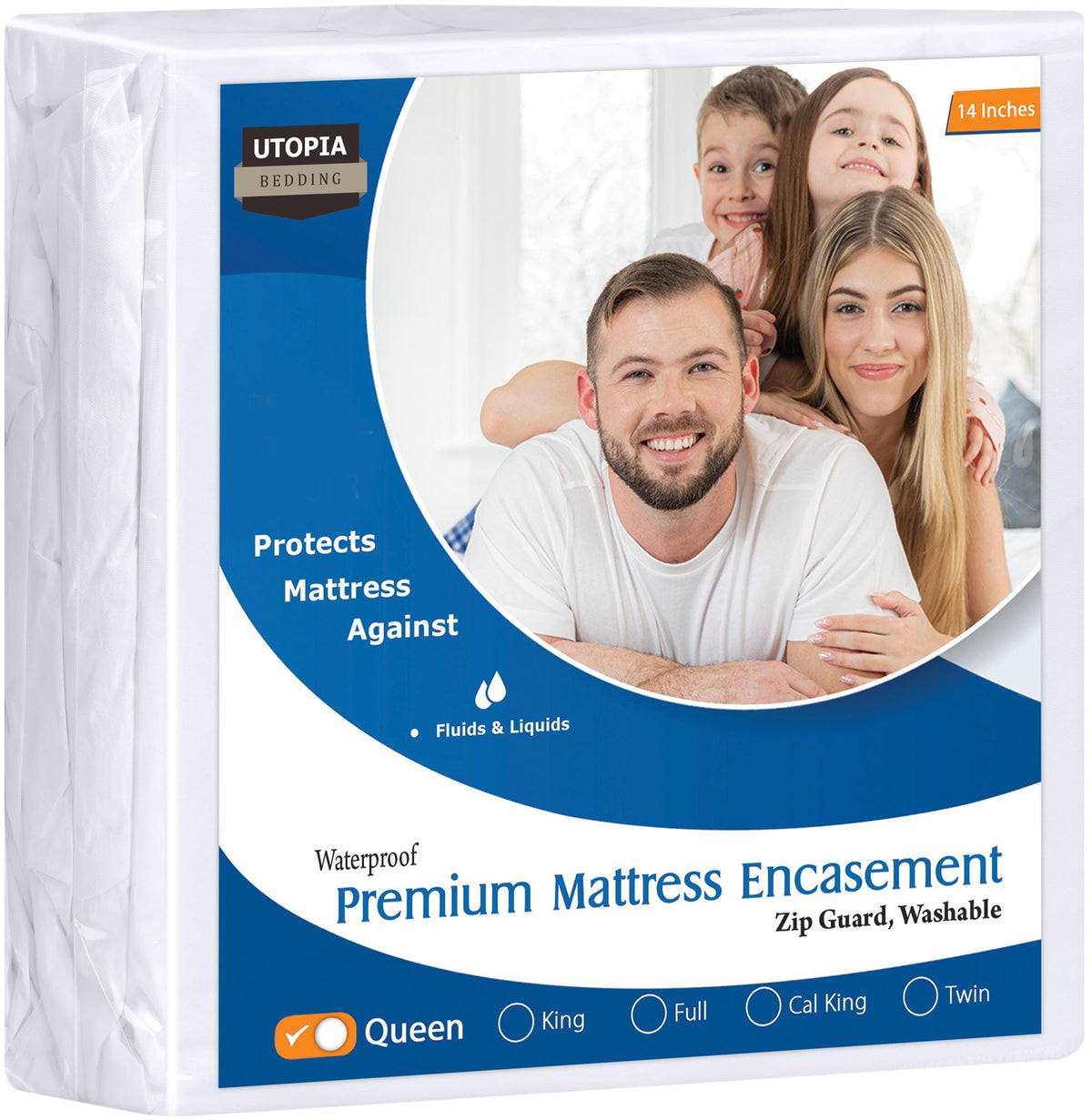 Utopia Bedding queen bed bug mattress cover shows secure zipper for full enclosure