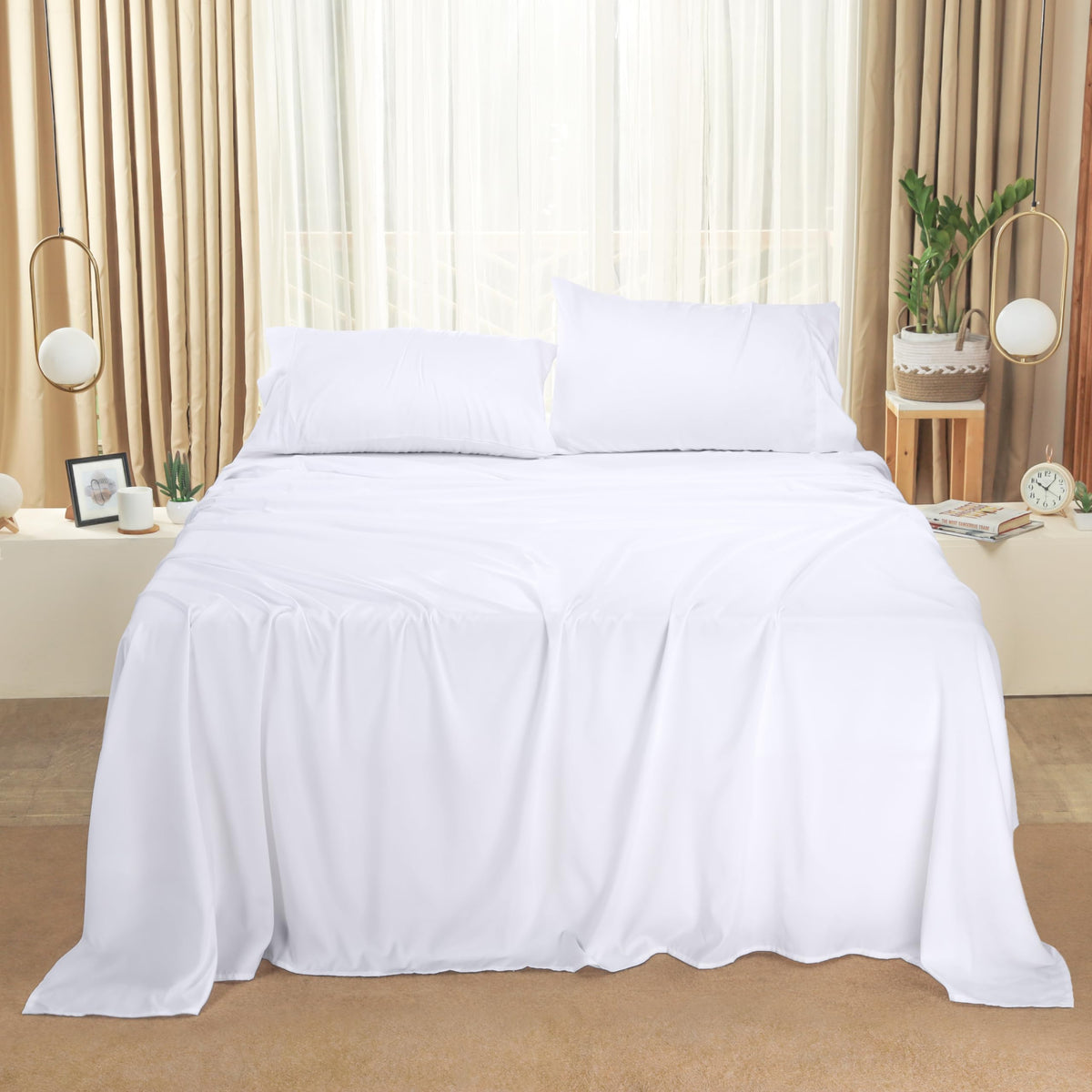 Utopia Bedding queen bedroom setup in white for fresh decor.