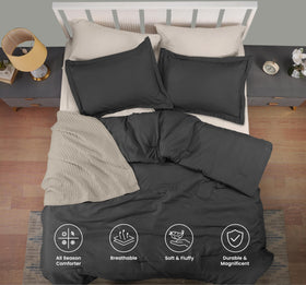 Utopia Bedding queen comforter grey fabric texture close-up for breathable comfort