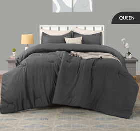 Utopia Bedding queen comforter grey stitching close-up emphasizes durability and quality