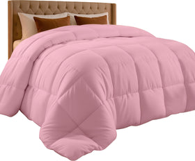 Utopia Bedding queen pink duvet insert on bed, offering soft warmth for year-round comfort