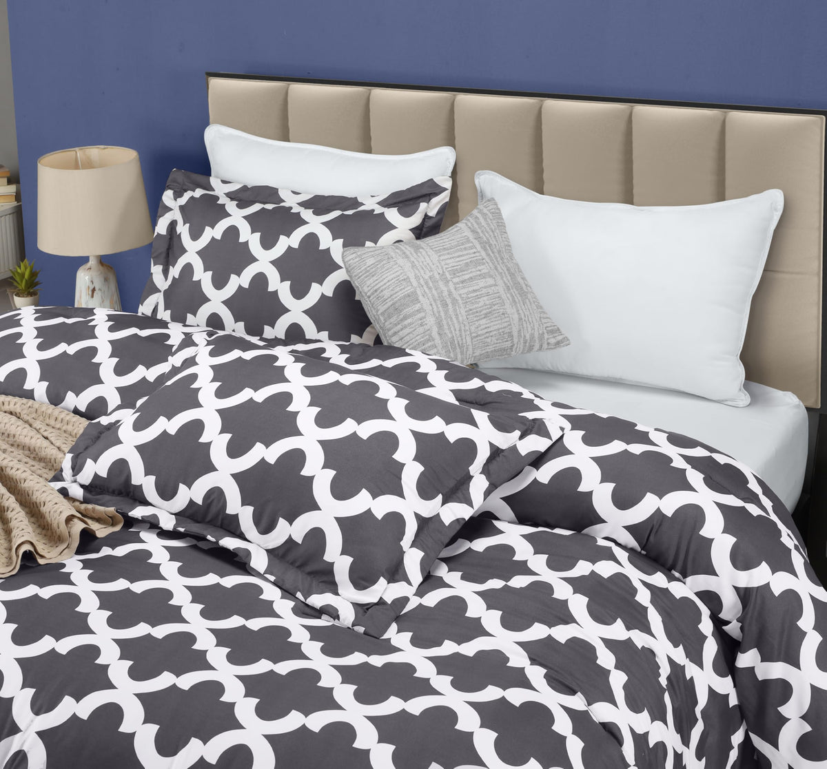Utopia Bedding stitching detail on grey comforter set emphasizes durability and long-lasting use