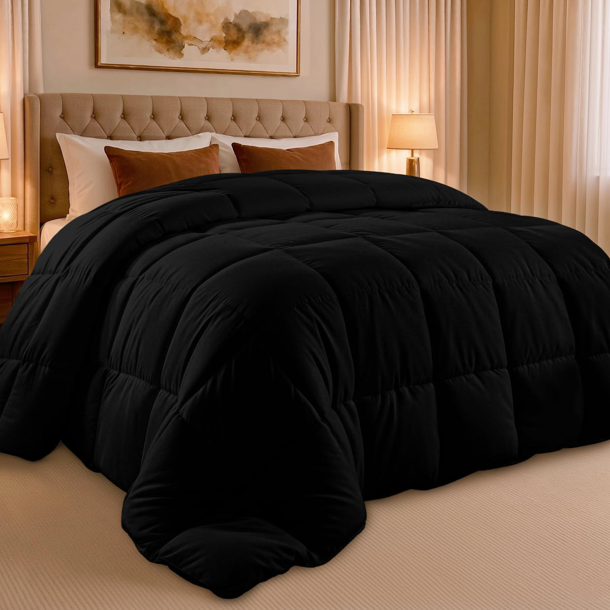 Utopia Bedding box-stitch construction maintains loft and prevents clumping.