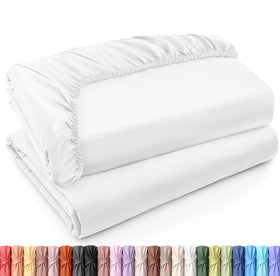 Utopia Bedding queen fitted sheet two-pack for a smooth, secure fit on standard mattresses.