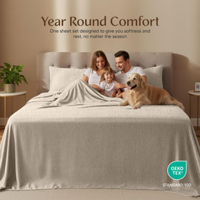 Utopia Bedding queen fitted sheet demonstrates secure all-around elastic for a snug fit.