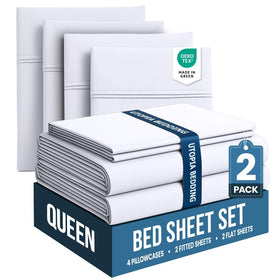 Utopia Bedding queen flat sheet 90x102 with soft, smooth finish.