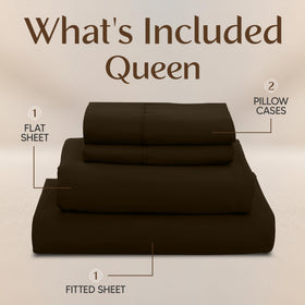 Queen flat sheet measures 90 by 102 inches for ample coverage