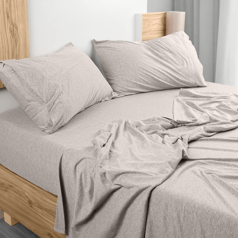 Utopia Bedding queen jersey-knit fitted sheet in oatmeal for all-season comfort