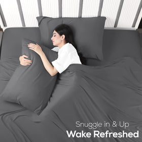 Utopia Bedding Queen jersey-knit packaging — four-piece set neatly displayed.
