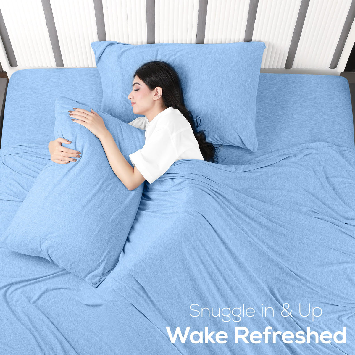 Utopia Bedding Heather Sky Blue color option complements modern bedding.