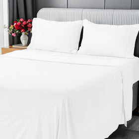 Utopia Bedding Queen Jersey Knit Sheet Set close-up of fitted sheet showing soft stretch and comfort