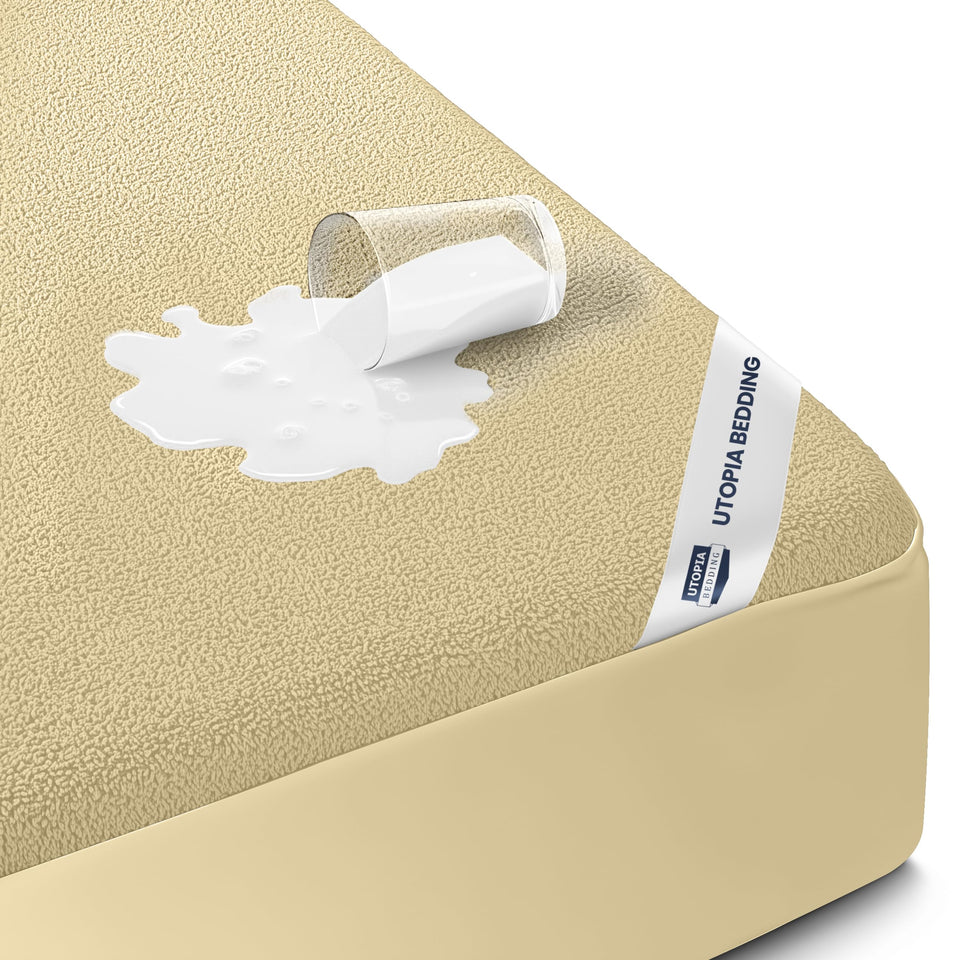 Utopia Bedding queen protector waterproof top close-up for spill defense