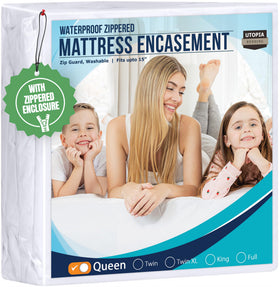 Utopia Bedding queen mattress protector with zipper for full coverage and secure fit.