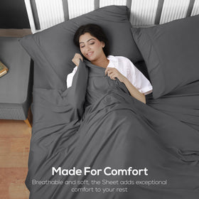 Utopia Bedding Queen jersey-knit sheet set — cozy night in with soft warmth.