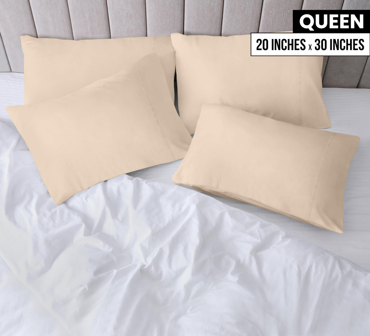 Utopia Bedding queen pillow case 12-pack back view showing envelope closure for secure pillow fit