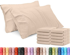 Utopia Bedding queen pillow case 12-pack front view in beige, soft microfiber for restful nights