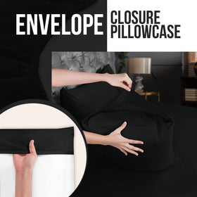 Utopia Bedding queen pillow cases black 4-inch hem piping feature