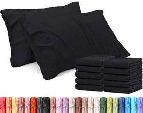 Utopia Bedding queen pillow cases black front view showing soft brushed microfiber