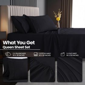 Utopia Bedding queen pillowcases in black for smooth, comfortable nights.