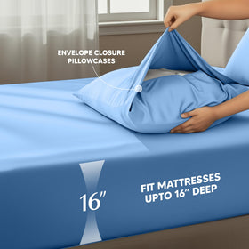 Utopia Bedding two pillowcases Dutch Blue close-up highlighting silky finish