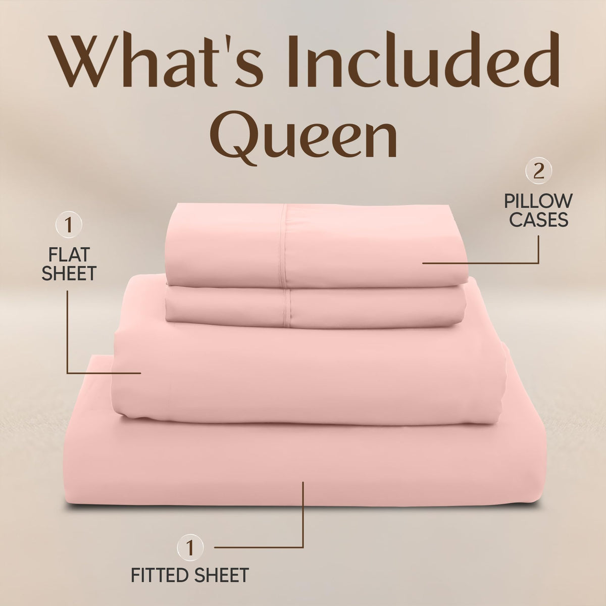 Utopia Bedding queen pillowcases in tea pink add soft durability.