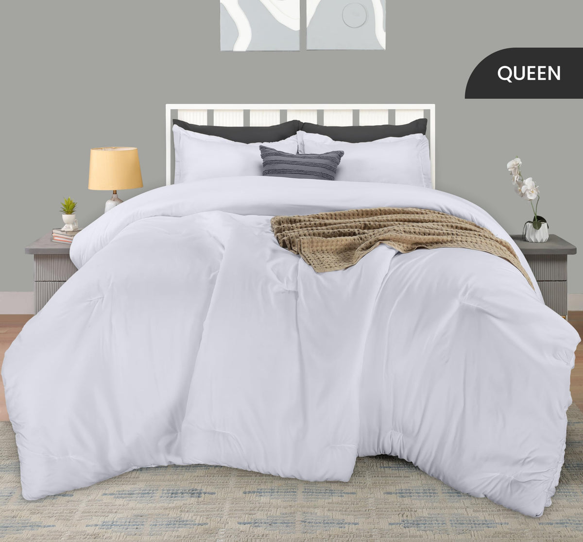 Utopia Bedding queen shams 20x26 close-up with elegant flange for a refined bed look.