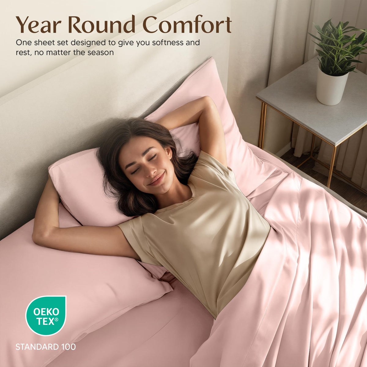 Utopia Bedding sheet-set features elastic fit for a smooth mattress surface.