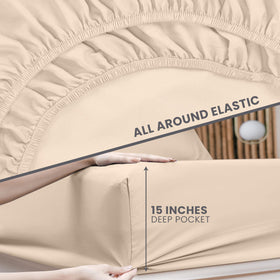 Utopia Bedding queen sheet set fabric close-up, OEKO-TEX certified for safety.
