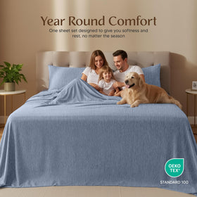 Utopia Bedding queen fitted sheet showing 15-inch deep pocket and secure fit