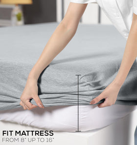 Utopia Bedding queen jersey-knit flat sheet spread highlights easy care and versatility