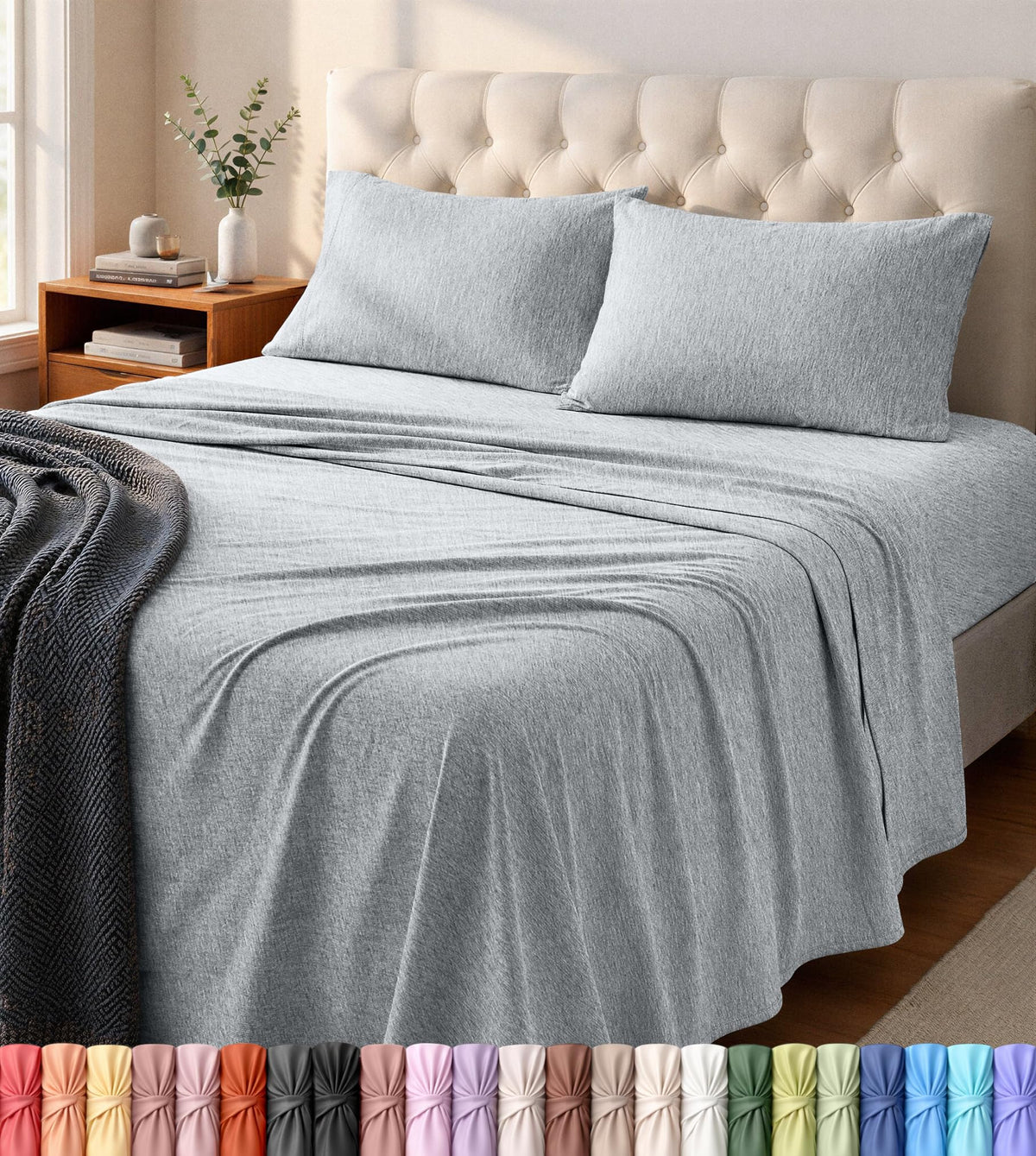 Utopia Bedding queen jersey-knit close-up shows soft texture for all-night comfort