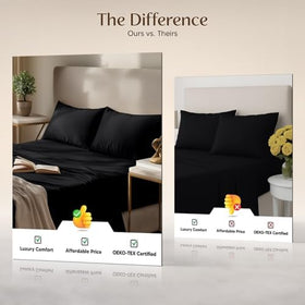 On-bed display of Utopia Bedding sheets demonstrates a neat, hotel-like setup