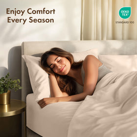 Utopia Bedding queen sheet set pillowcases, soft-touch fabric for restful sleep.