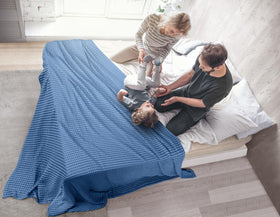 Utopia Bedding queen-size blanket in wedgewood complements bedroom decor.