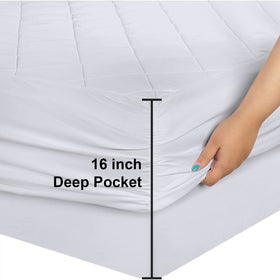 Utopia Bedding Quilted Cover shows deep-pocket stretch for smooth, non-slip bedding