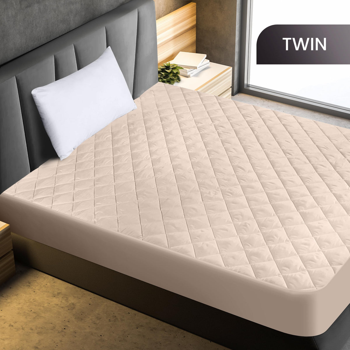 Utopia Bedding quilted fitted mattress pad on bed with breathable surface for comfortable sleep