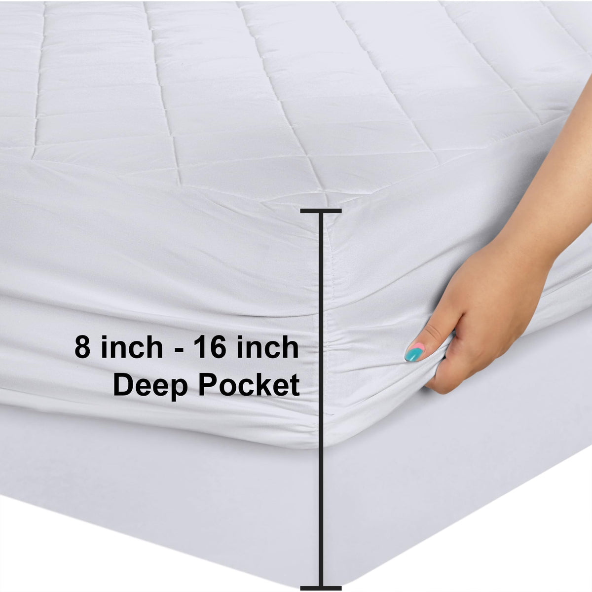 Utopia Bedding quilted mattress pad folded for storage showing easy care.