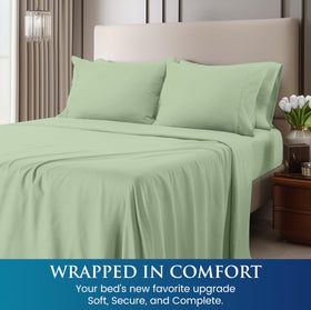 Utopia Bedding sage color queen-set enhances modern bedroom aesthetics.