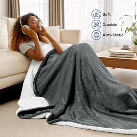 Utopia Bedding Sherpa blanket on a queen bed for inviting warmth