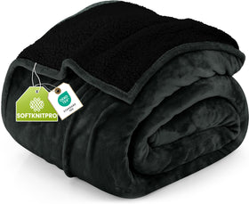 Utopia Bedding Sherpa blanket black front view showing cozy texture