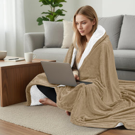 Utopia Bedding Sherpa Blanket camel king packaged as a gift-ready option