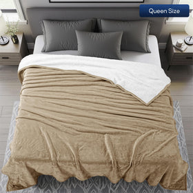 Utopia Bedding Sherpa Blanket camel reverse side highlighting reversible style