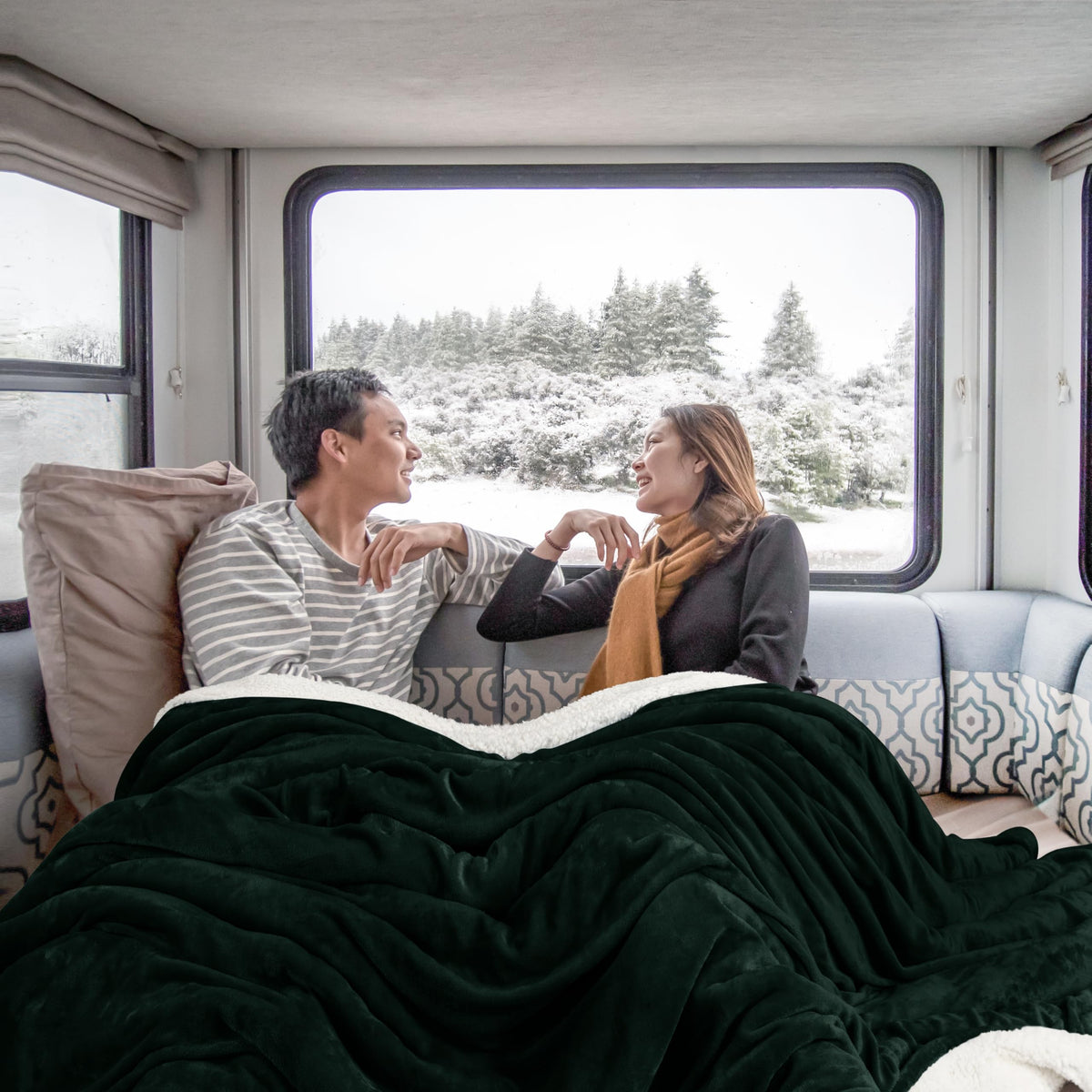 Double-stitched hem on Utopia Bedding Sherpa Blanket for durability